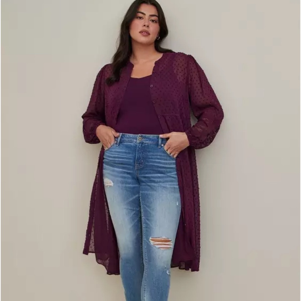 NWT Torrid clip dot button front maxi kimano